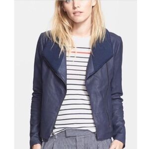 Vince navy and red leather scuba jackets